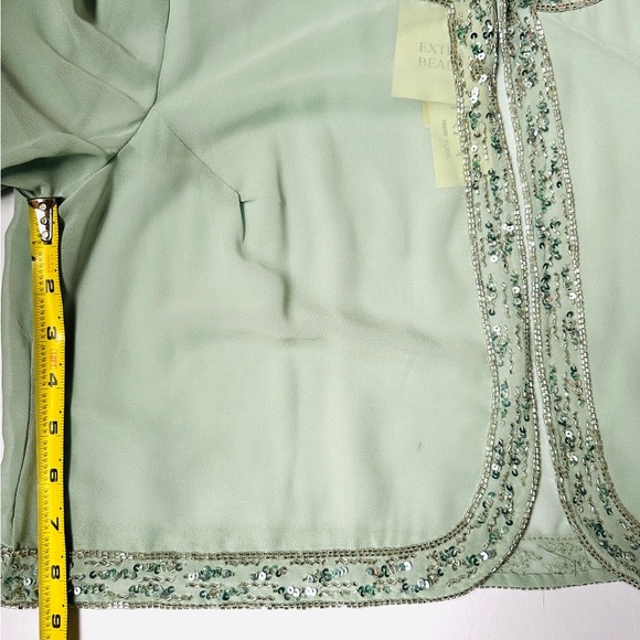 J Kara Beaded Two Elegant pieces Jacket Mint Green Maxi Dress Women’s Sz 18 - Picture 7 of 16